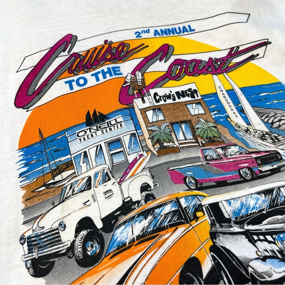 Vtg NOS 1987 Cruise Coast Shirt, K. Telfer, O'Neill Surf Santa Cruz Hot Rod L - Picture 5 of 8